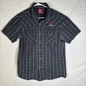 Bontrager Trek Shirt Mens Large Gray Boardwalk Button Up Short Sleeve Cycling